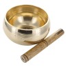 Bol chantant Tibetain traditionnel en laiton interieur decor cisele boudha Ø 12,5 cm, poids 1 Kg