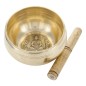 Bol chantant Tibetain traditionnel en laiton interieur decor cisele boudha Ø 12,5 cm, poids 1 Kg