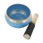 Bol chantant Tibetain traditionnel en laiton émaillé bleu Ø 12,5 cm, poids 1 Kg
