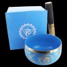 Lot de 7 Bol chantant Tibetain traditionnel en laiton émaillé 7 Chakras Ø 12,5 cm, poids 490 g. - LOT de 7