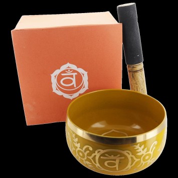 Lot de 7 Bol chantant Tibetain traditionnel en laiton émaillé 7 Chakras Ø 12,5 cm, poids 490 g. - LOT de 7