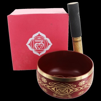 Lot de 7 Bol chantant Tibetain traditionnel en laiton émaillé 7 Chakras Ø 12,5 cm, poids 490 g. - LOT de 7
