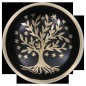 Bol chantant Tibetain traditionnel en laiton émaillé noir arbre de vie Ø 8,5 cm, poids 450 g.