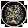 Bol chantant Tibetain traditionnel en laiton émaillé noir arbre de vie Ø 8,5 cm, poids 450 g.