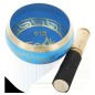 Bol chantant Tibetain traditionnel en laiton émaillé bleu Ø 8,5 cm, poids 450 g.