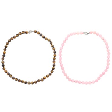 Collier en pierre Ø 8 mm avec fermoir, longueur 45 cm. Differentes pierres.