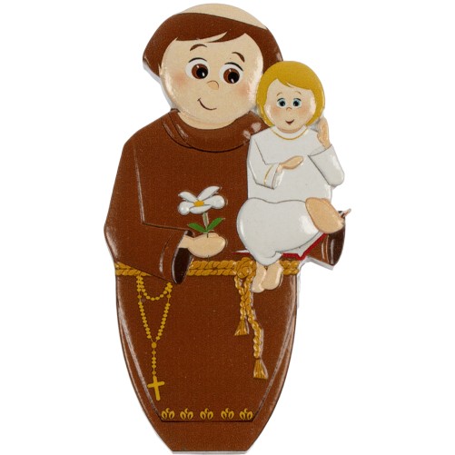 Magnet de Saint Antoine en relief,  H. 8 x 4 cm.