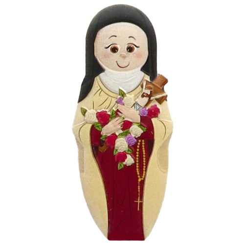 Magnet de Sainte Thérèse en relief,  H. 8 x 4 cm.