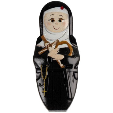 Magnet de Sainte Rita en relief,  H. 8 x 3.5 cm.
