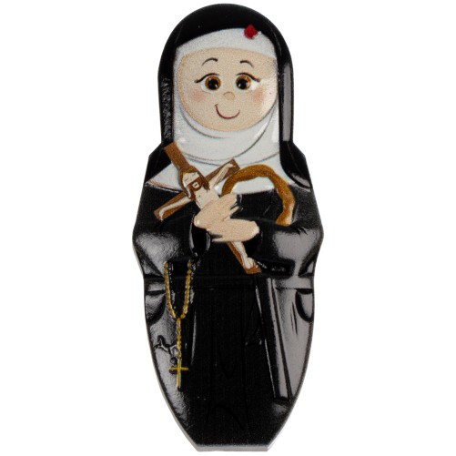Magnet de Sainte Rita en relief,  H. 8 x 3.5 cm.