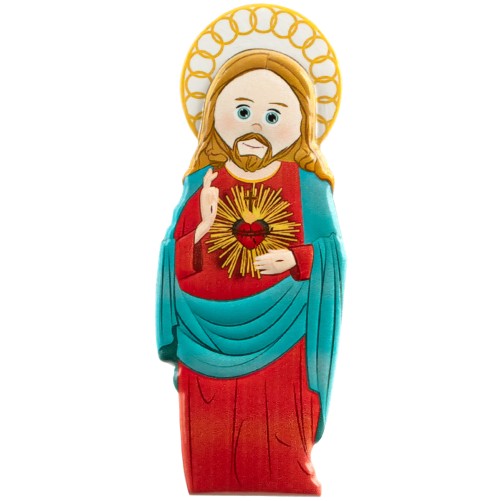 Magnet du Sacré Coeur de Jésus en relief,  H. 8 x 3 cm.