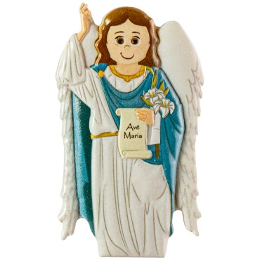 Magnet de L Ange Gabriel en relief, H. 8 x 5 cm.