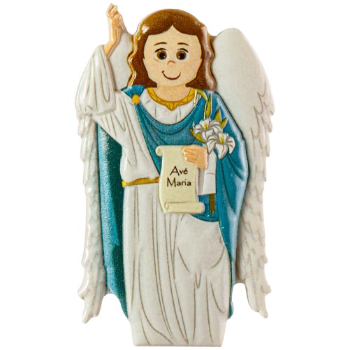 Magnet de L Ange Gabriel en relief, H. 8 x 5 cm.