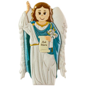 Magnet de L Ange Gabriel en relief, H. 8 x 5 cm.