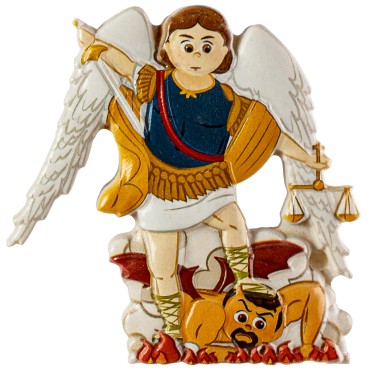 Magnet de Saint Michel en relief,  H. 7 x 7 cm.