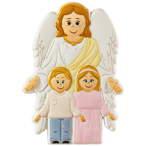 Magnet de L Ange Gardien en relief, H. 8 x 5.5 cm.