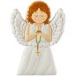 Magnet en relief d un ange bleu en priere avec un chapelet H. 8 x 5.5 cm.