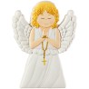 Magnet en relief d un ange rose en priere avec un chapelet, H. 8 x 5.5 cm.