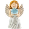 Statue enfantine Ange avec coquille de couleur bleue, H.10 cm
