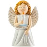 Statue enfantine Ange bleu avec bougie,  H.10 cm