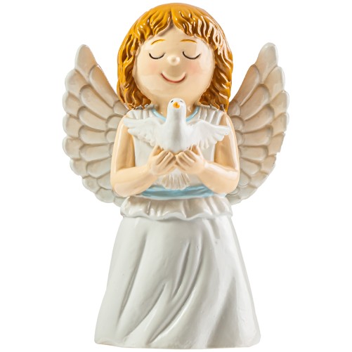 Statue enfantine Ange bleu avec une colombe,  H.10 cm