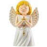 Statue enfantine Ange rose avec un chapelet,  H.10 cm