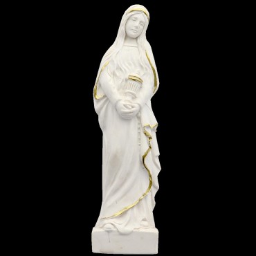 Statue Marie Madeleine 15 cm blanche avec filet dore