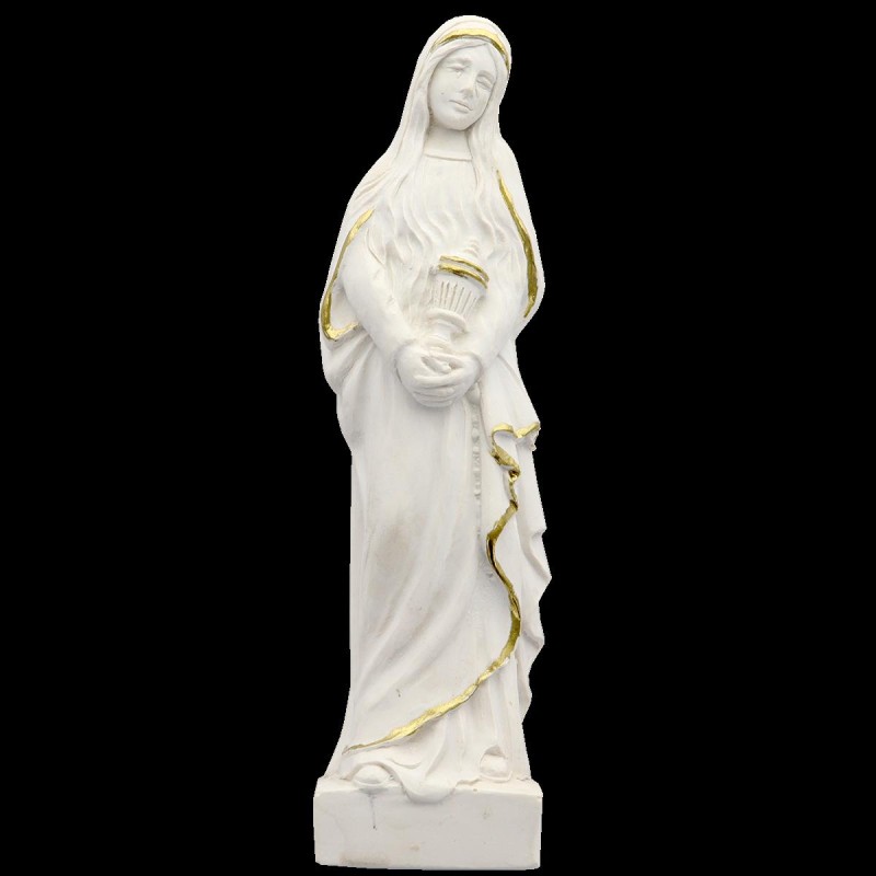 Statue Marie Madeleine 15 cm blanche avec filet dore