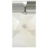 Croix de cou en coquille naturelle avec zircon au centre, H. 2 cm.