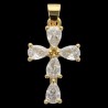 Croix de cou dorée supérieur avec zircons, H. 2.1 cm.