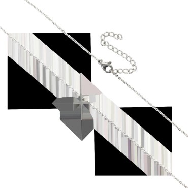 Collier avec cha-icirc-ne et croix fine H- 1-5 cm- en acier inoxydable de couleur argent-eacute-e- L 45 cm ajustable-
