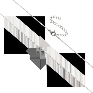 Collier avec cha-icirc-ne et croix fine H- 1-5 cm- en acier inoxydable de couleur argent-eacute-e- L 45 cm ajustable-