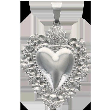 Pendentif de L--039-Ex-Voto en acier inoxydable de couleur argent-eacute-e- H- 3-7 cm-