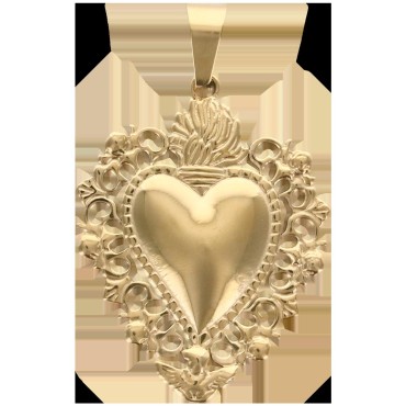 Pendentif de L--039-Ex-Voto en acier inoxydable de couleur dor-eacute-e- H- 3-7 cm-