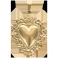 Pendentif de L'Ex-Voto en acier inoxydable de couleur dorée, H. 3.7 cm.