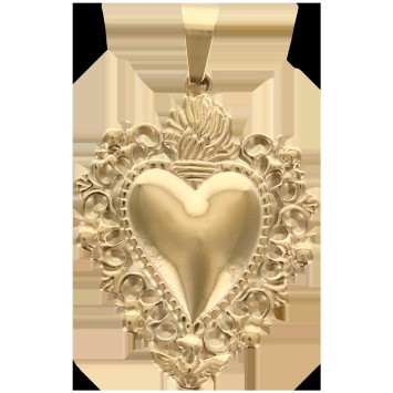 Pendentif de L'Ex-Voto en acier inoxydable de couleur dorée, H. 3.7 cm.
