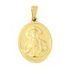 Médaille en acier inoxydable de couleur dorée, H. 2.1 cm. Existe avec différents Saints.