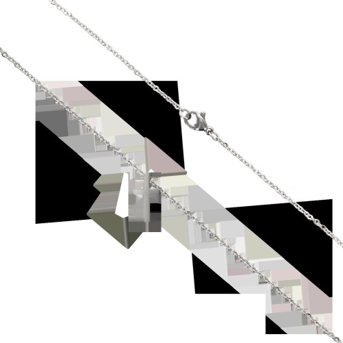 Collier avec cha-icirc-ne et croix H- 1-5 cm en acier inoxydable de couleur argent-eacute-e- L 45 cm ajustable-