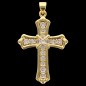 Croix de cou dorée supérieur avec zircons, H. 3.7 cm.