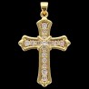 Croix de cou dorée supérieur avec zircons, H. 3.7 cm.