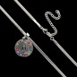 Collier maille serpent L. 45 cm, médaille de St Benoit Ø 2.5 cm en acier inoxydable avec strass de différentes couleurs.