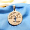 M-eacute-daille avec l--039-arbre de vie ajour-eacute- en acier inoxydable de couleur dor-eacute-- -Oslash- 1-9 cm-