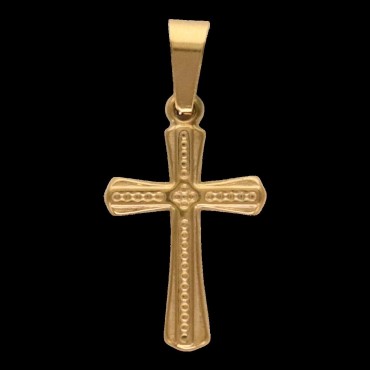 Croix de cou en acier inoxydable de couleur dor-eacute-e en relief- H 1-90 cm-