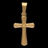 Croix de cou en acier inoxydable de couleur dorée en relief, H 1.90 cm.