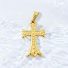 Croix de cou en acier inoxydable de couleur dorée en relief, H 1.90 cm.
