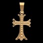 Croix de cou en acier inoxydable de couleur dorée en relief, H 1.90 cm.