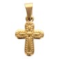 Croix de cou en acier inoxydable de couleur dorée en relief, H 1.8 cm.