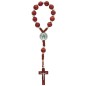 Dizainier sur corde grains rond de couleur marron, Ø 7 mm avec croix et Christ en métal.