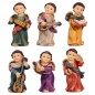 Assortiment d'anges musiciens en résine de différentes couleurs, H. 5 cm. Lot de 6 anges
