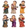 Assortiment d'anges musiciens en résine de différentes couleurs, H. 5 cm. Lot de 6 anges